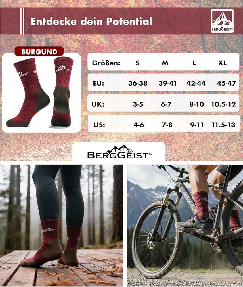 Merino Wandersocken Made in Germany Merinowolle Socks Herren & Frauen Warme Profi Thermo Winter Trekkingsocken Arbeitssocken