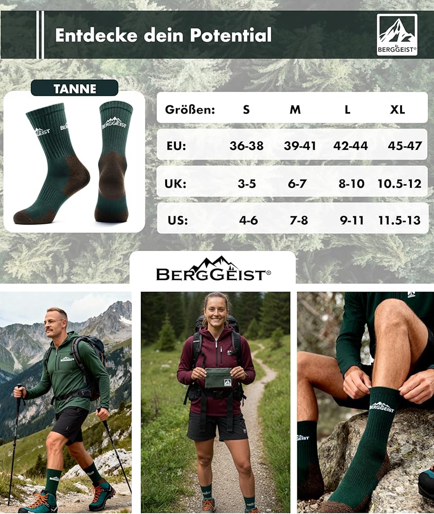 Merino Wandersocken Made in Germany Merinowolle Socks Herren & Frauen Warme Profi Thermo Winter Trekkingsocken Arbeitssocken