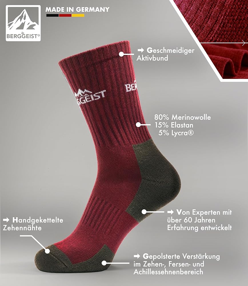 Merino Wandersocken Made in Germany Merinowolle Socks Herren & Frauen Warme Profi Thermo Winter Trekkingsocken Arbeitssocken