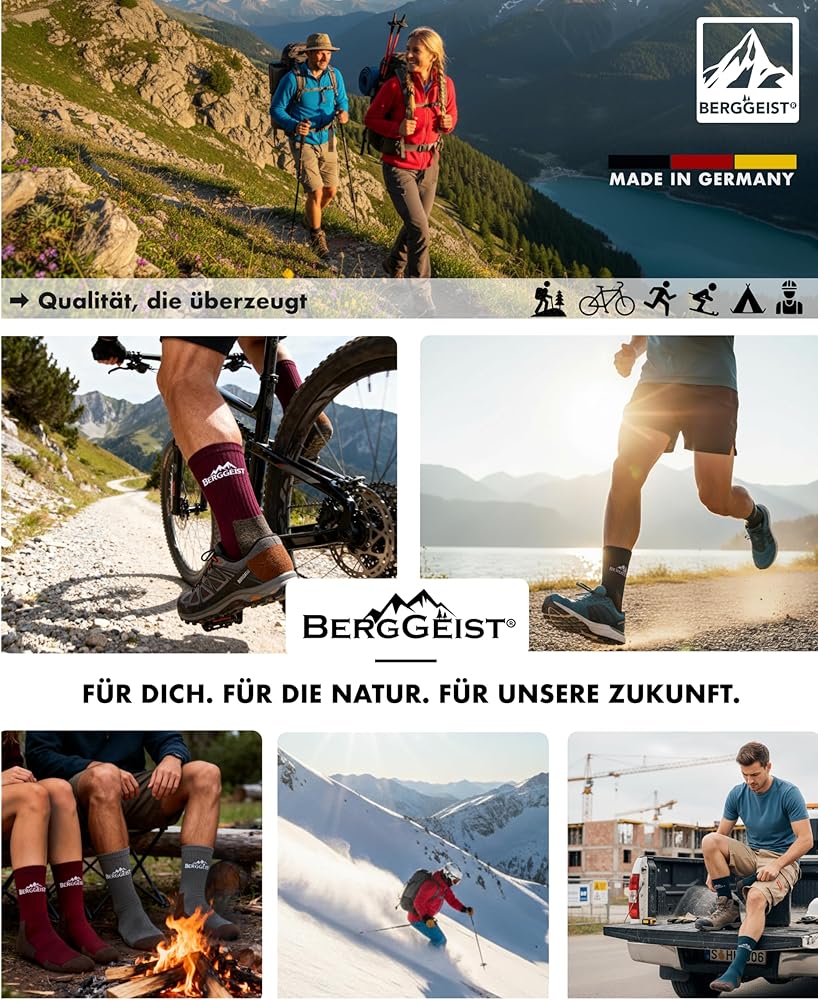 Merino Wandersocken Made in Germany Merinowolle Socks Herren & Frauen Warme Profi Thermo Winter Trekkingsocken Arbeitssocken
